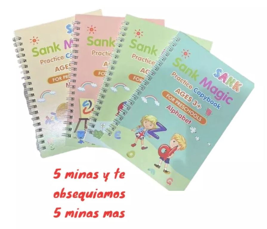 Caligrafía Divertida – Kit Educativo 🎨 Libros de caligrafia Reutilizables X 4