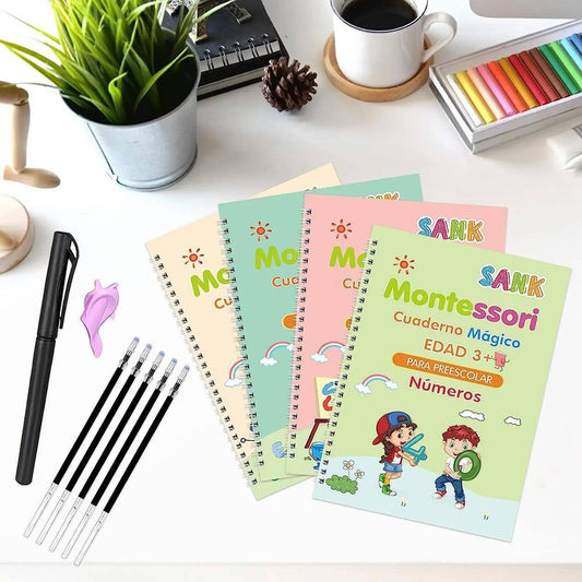 Caligrafía Divertida – Kit Educativo 🎨 Libros de caligrafia Reutilizables X 4