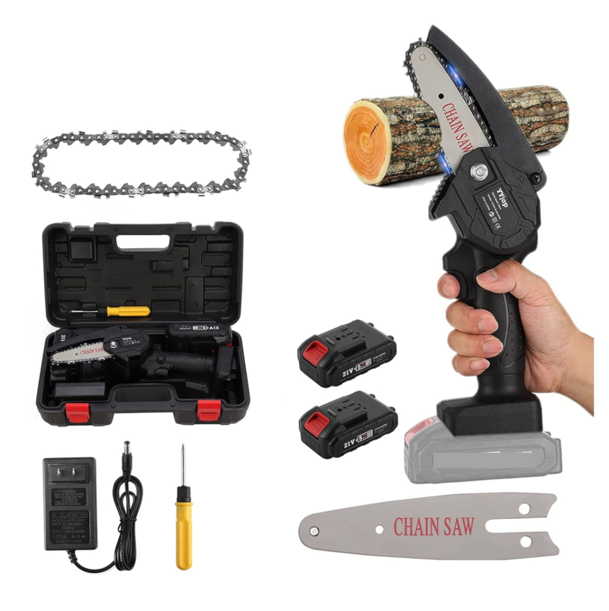 Mini Motosierra de mano doble bateria