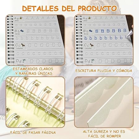 Caligrafía Divertida – Kit Educativo 🎨 Libros de caligrafia Reutilizables X 4