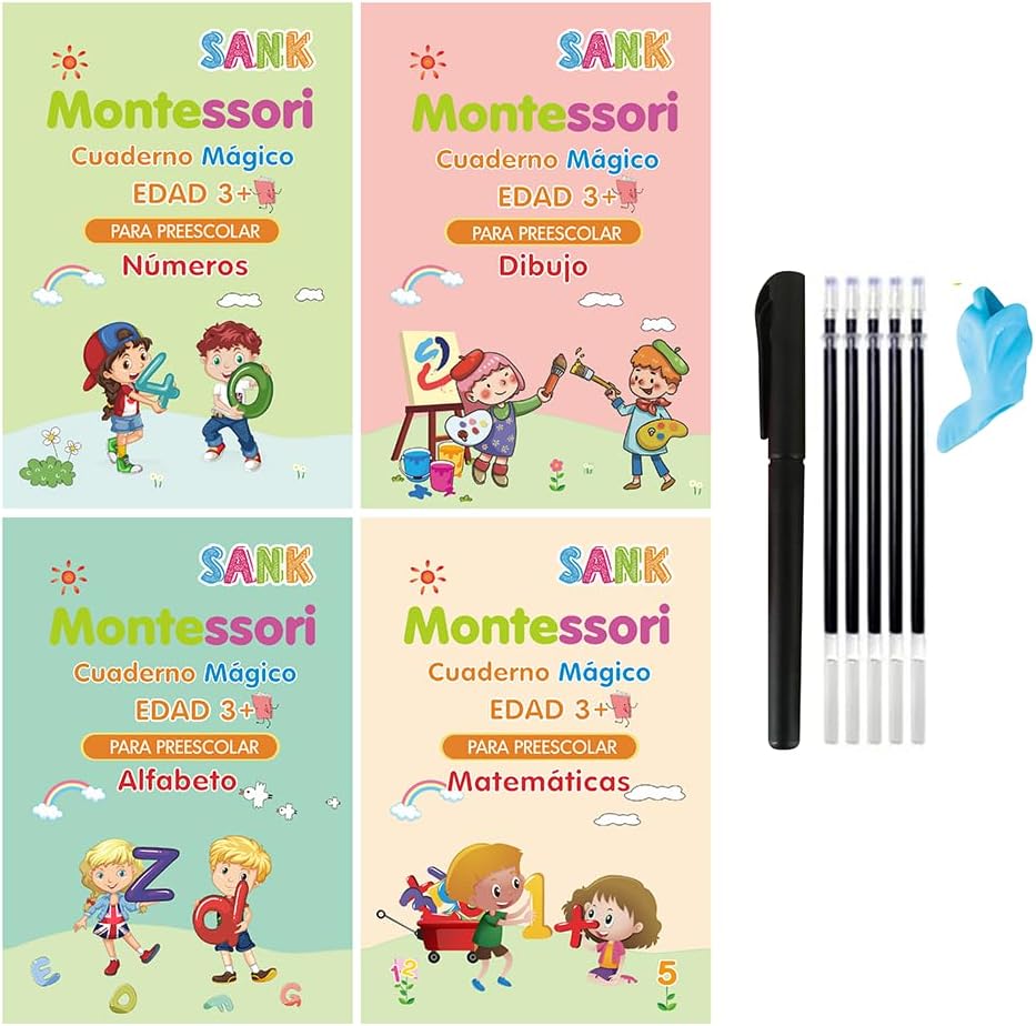 Caligrafía Divertida – Kit Educativo 🎨 Libros de caligrafia Reutilizables X 4