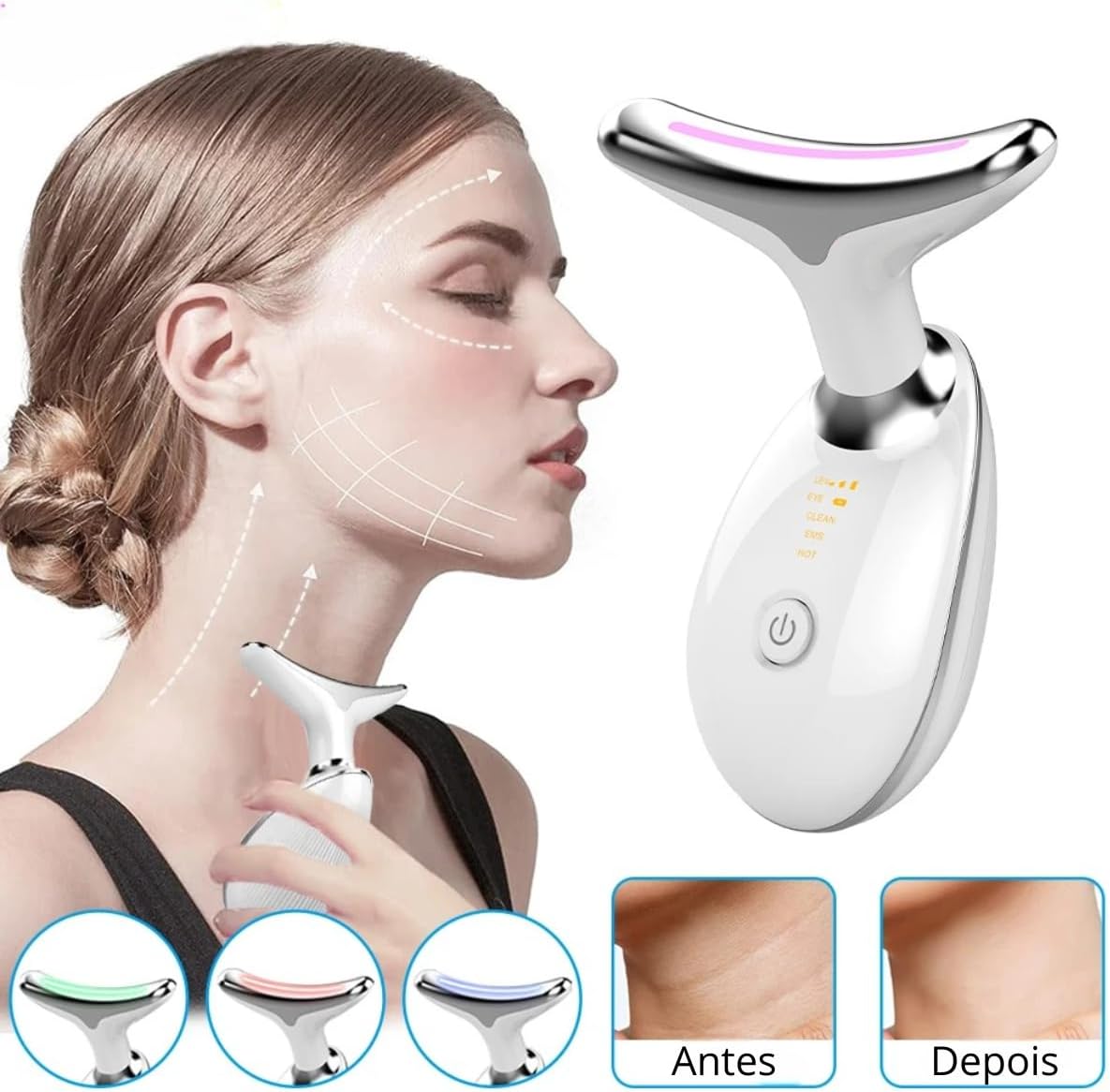 "Tono Perfecto" - Masajeador facial Antienvejecimiento con Luz LED + Masajeador Eléctrico Muscular Mariposa