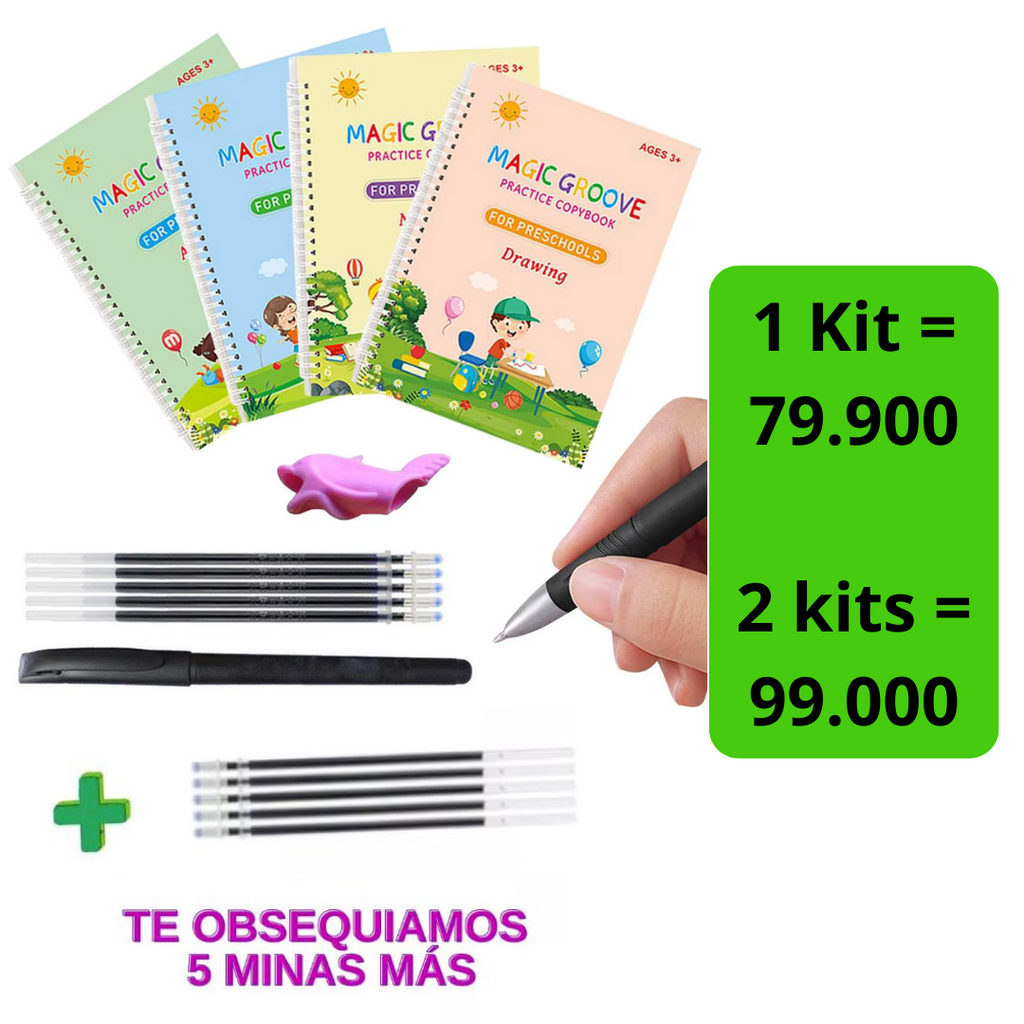 Caligrafía Divertida – Kit Educativo 🎨 Libros de caligrafia Reutilizables X 4