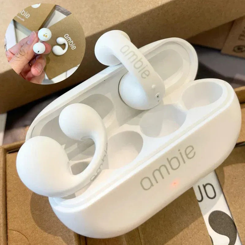 Auriculares Ambie Blanco y negro con Estuche de Carga Premium 🔥