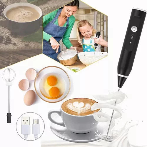 Batidor Eléctrico Mezclador Espumante Recargable